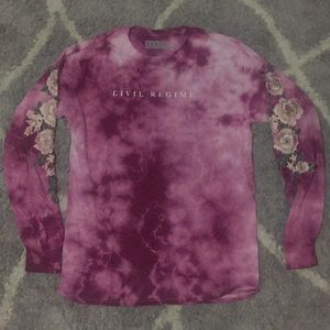 Tie-dyed; embroidered sleeve Top